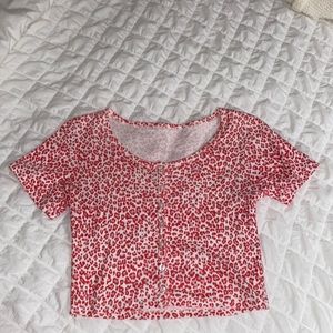 Pink Cheetah Print Cropped Tee